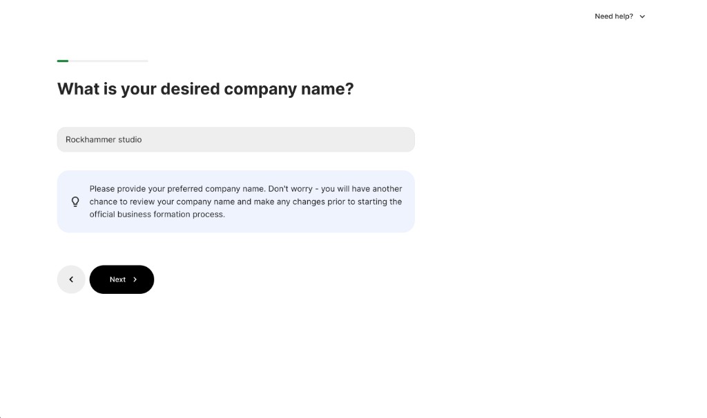 填写 desired company name